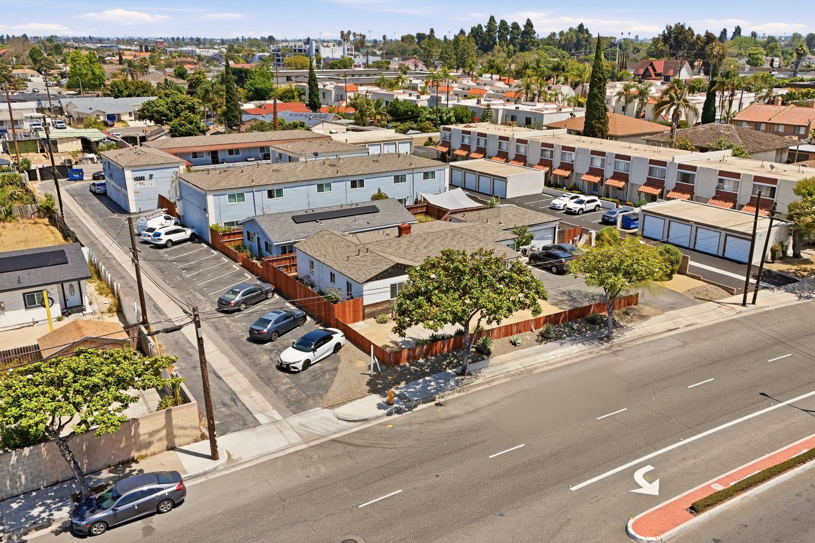 Aerial view of the property along Magnolia Street