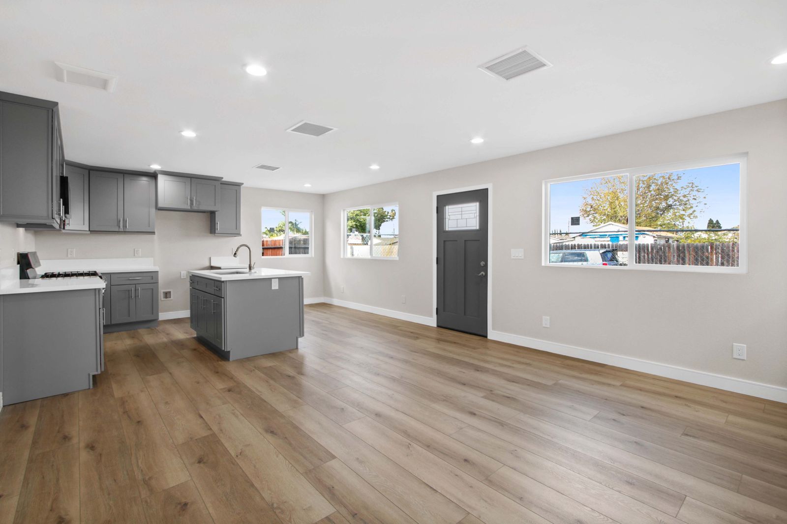 Open living area near the entry door